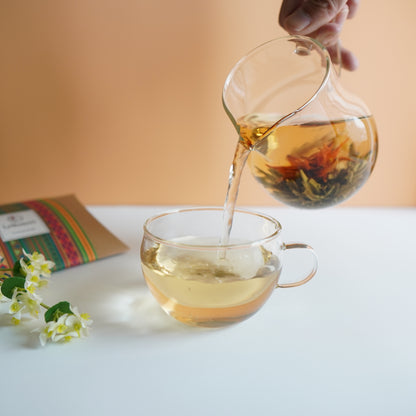 3 pieces of craft tea (green tea) with swaying jasmine and roses